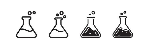 Chemistry Lab Flask Icon Set Laboratory Experiment Science Symbol vector