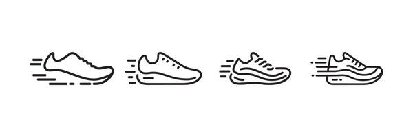Minimalist Running Shoe Icon Set with Motion Lines vector
