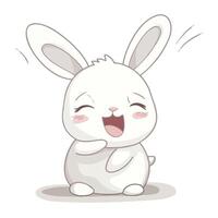 A Cute cartoon bunny with joyful expression, smiling and happy. This adorable character embodies playfulness and innocence, perfect for children illustrations or designs vector