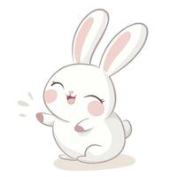 A Cute cartoon bunny with long ears and joyful expression, perfect for children illustrations or playful designs vector