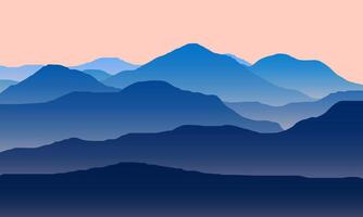 illustration of a foggy mountain view at dawn with conditions still dark vector