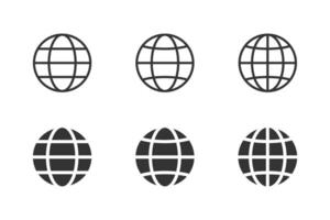 Six gray globes with black lines, a modern and minimalist design vector