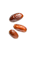 Three juicy dates, delicious and nutritious, arranged artistically against a transparent background png
