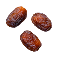 Close-up Shot Displaying Three Succulent Dates on a transparent Background, Eye-catching png
