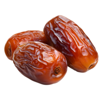 A captivating close up of three Medjool dates in perfect harmony against a transparent background png