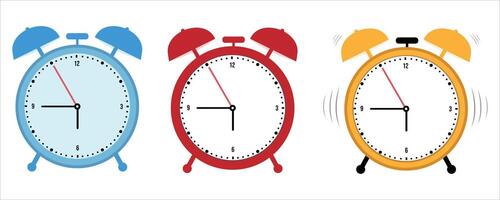Alarm clock set in different colors vector