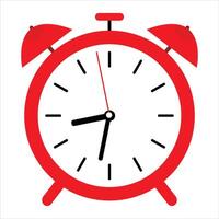 Alarm clock flat icon Illustration.Red alarm clock over white background vector