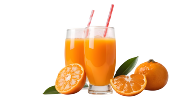 Orange juice with two glasses and slices of oranges png