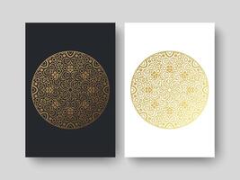 art cover of elegant pattern motif in gold color vector