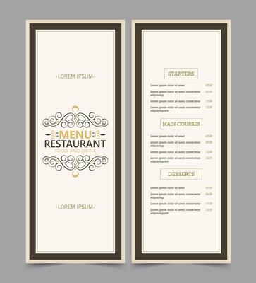 Menu restaurant Layout with ornamental Element