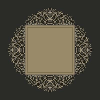 retro Calligraphic square ornament frame lines
