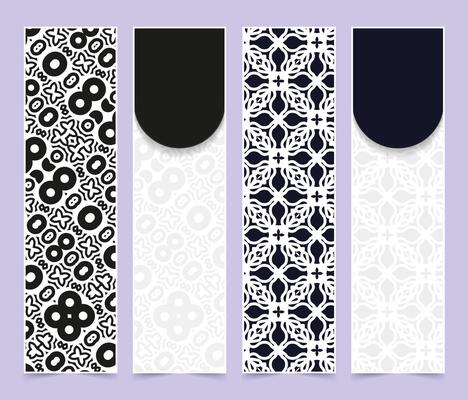 Flat border line pattern card design set.