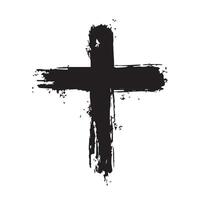 Rough Surface Christian Cross Black vector