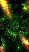 Abstract fantasy of a golden green tunnel with concentric light rings. video