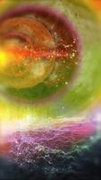Parade of planets. Several rotating planets line up in a cosmic fantasy landscape. video