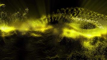 Abstract landscape of yellow color, with a background of virtual graceful waves video
