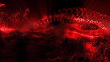 Abstract landscape of red color against the background of virtual graceful waves video
