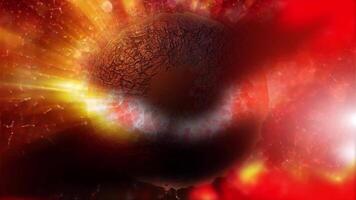 Abstract sparkling fantastic neon sphere on red background. video