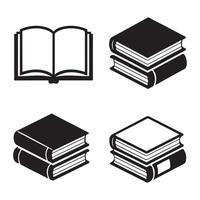 Book icons Both Open And Closed Book Silhouettes Set vector