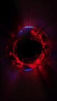 Abstract bright neon sphere of red hue with transforming light waves video