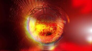 Abstract sparkling fantasy sphere-planet on a red background. video