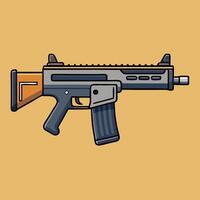 flat An automatic rifle on a yellow background vector