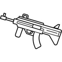 flat An automatic weapon is shown in black and white vector