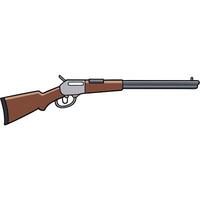 flat A gun with a wooden stock and a wooden handle vector
