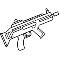 flat An automatic weapon coloring page vector