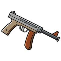 flat color A gun with a wooden handle and a wooden stock vector