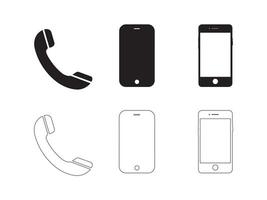 Phone icon set. Isolated telephone simbols on white background. Ringing phone simple icon set. Smartphone ringing. Phone sign. vector