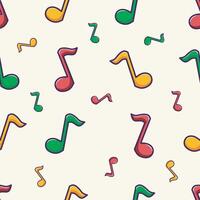 Seamless pattern with colorful musical notes and white background vector