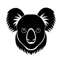 A striking black silhouette of a koalas face. Large ears, expressive eyes, and a prominent nose are clearly depicted against a white background. Simple, yet captivating. vector