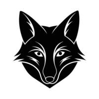 A striking black silhouette of a foxs head, characterized by sharp lines and a stylized design. Perfect for logos, prints, or branding. vector