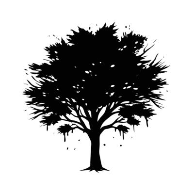 Silhouette Tree Ink Splatter Art Design Graphic Nature