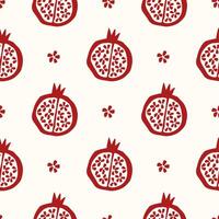 Seamless pattern with pomegranate. Sweet fruit with seed illustration. Shana Tova holiday design, Jewish New Year Rosh Hashanah. Print for digital paper, wrapping, scrapbooking, fabric. vector