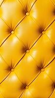 A plush golden leather upholstery with a buttoned, diamond-tufted pattern, offering an elegant and sophisticated look, perfect for premium furniture or interior design. photo