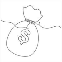 Single continuous line drawing money bag money storage and investment single Line art saving Investment and finance bank object vector