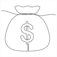 Oneline money bag continuous single line art design illustration vector