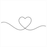 Single line continuous drawing love sign with heart minimalist of love concept vector