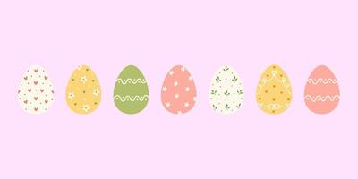 Set of hand drawn cute colorful Easter eggs. Collection of colored eggs. vector