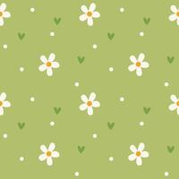 Hand drawn seamless pattern with cute floral. Abstract floral print with hearts. vector