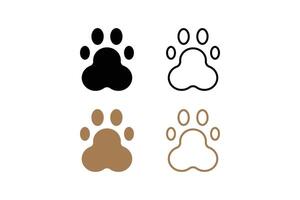 set of paw prints in different colors vector