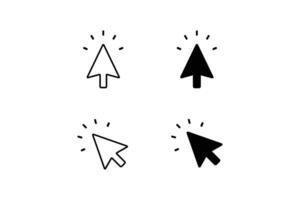 Four black and white icons of a mouse cursor vector