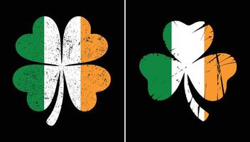 Distressed Irish Flag Shamrocks - St. Patrick Day Vintage Design vector