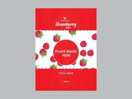 Stylish Strawberry Juice Can Label Design Template vector