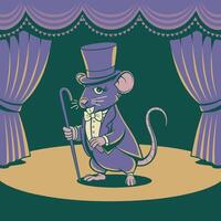 Magician Mouse in Suit on Stage vector