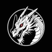 White Dragon Head with Sharp Details vector