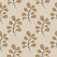 Seamless pattern with brown branches on a beige background vector