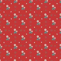 Seamless pattern with flowers on a red background vector